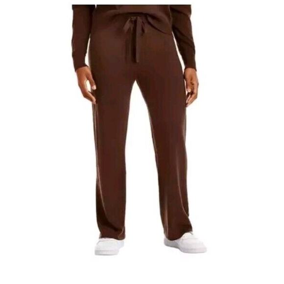 Members Mark Wide Leg Pant Women XXL Luxury Drawstring Cashmere Blend Brown - Picture 1 of 9